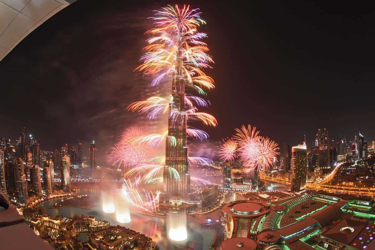 New Year's Eve Fireworks and Fountain show at Burj Khalifa, Downtown