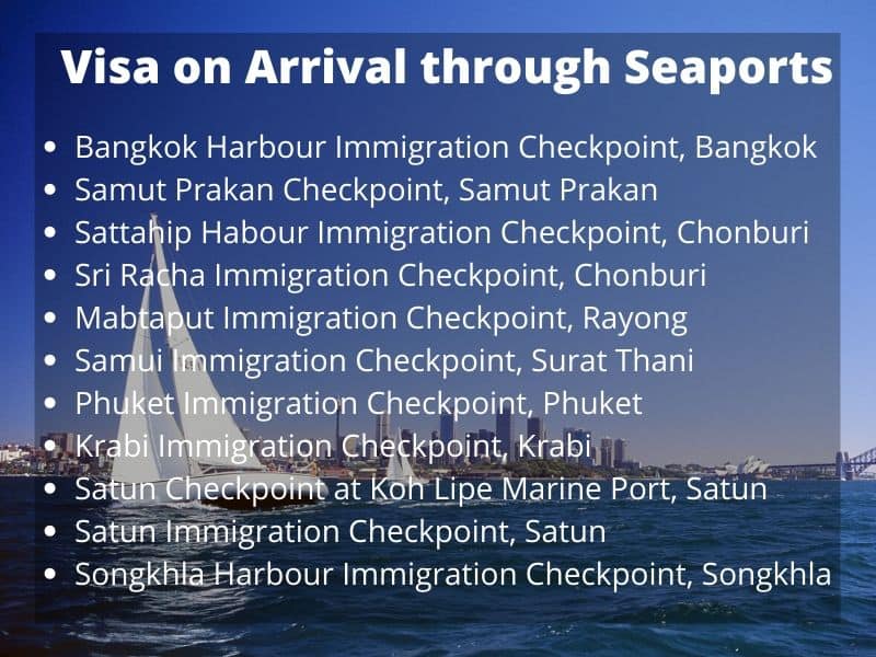 Thailand Visa-on-Arrival Seaports