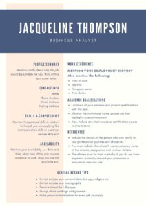 Resume Template Australia Indian Students 1