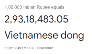 1 lakh INR to Vietnamese Dong 05 Oct 2023