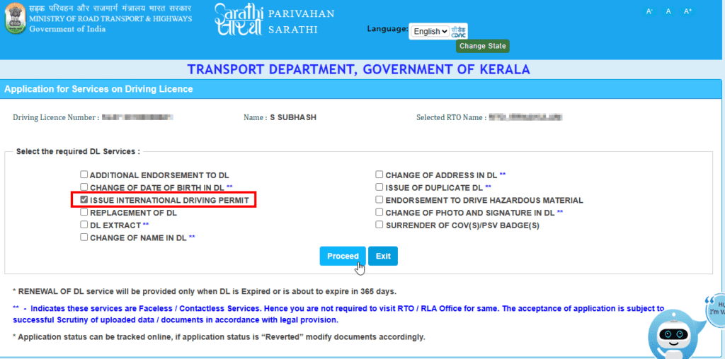 Step 7 Choose Service International Driving Permit